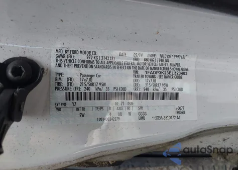 2014 Ford Focus Se from USA, damaged, VIN 1FADP3K23EL323483